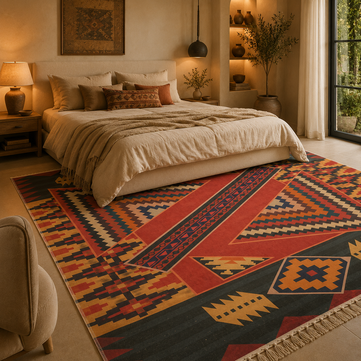 Tapis kilim rouge