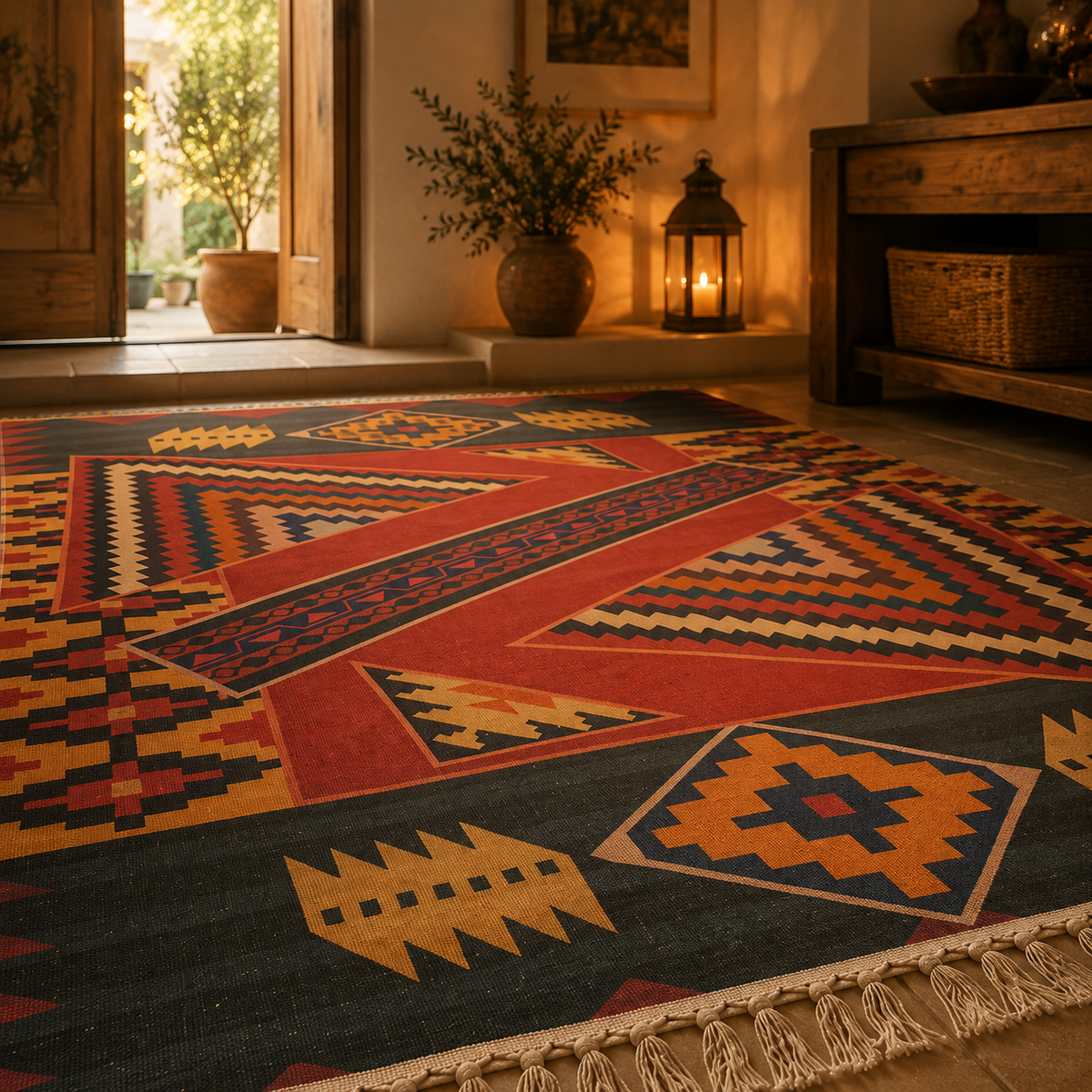 Tapis kilim rouge