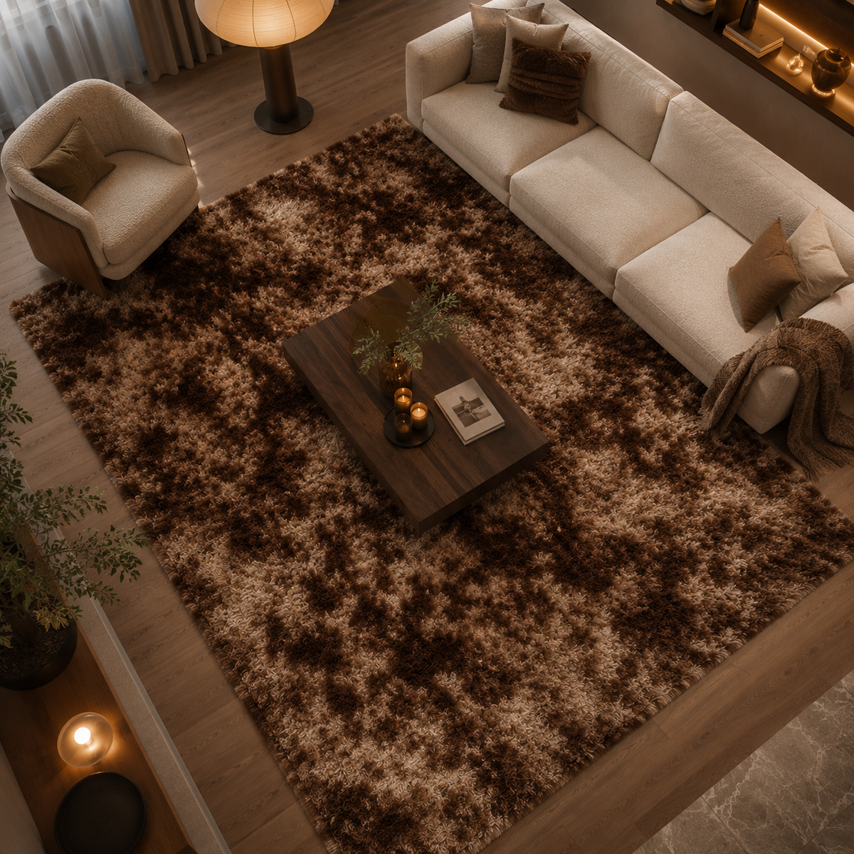 Tapis marron poil long