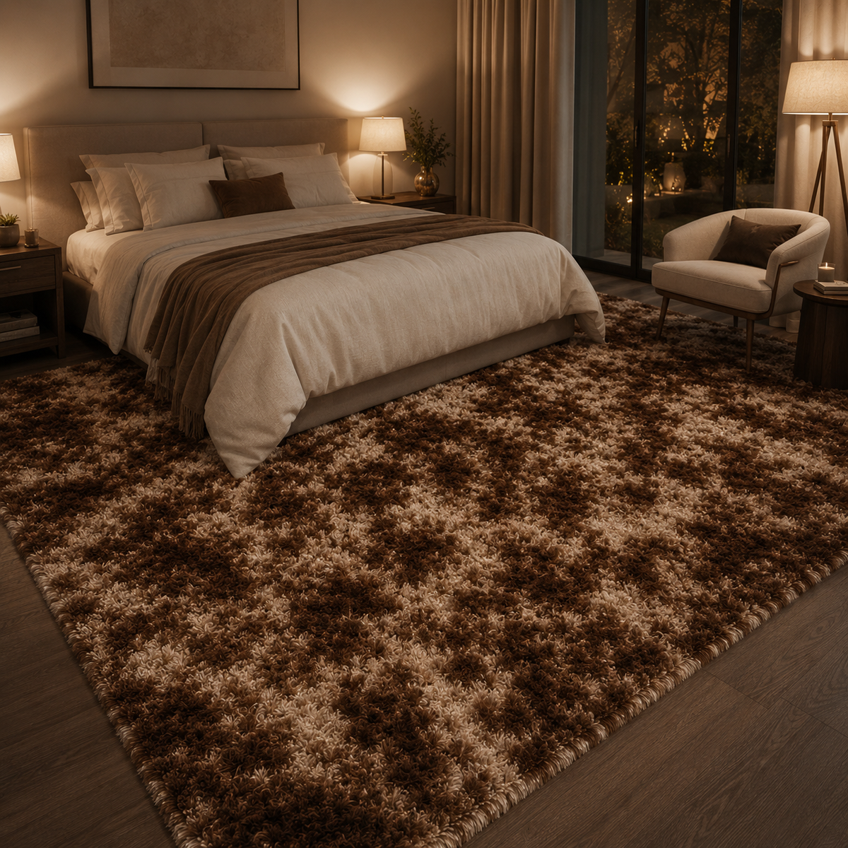 Tapis marron poil long
