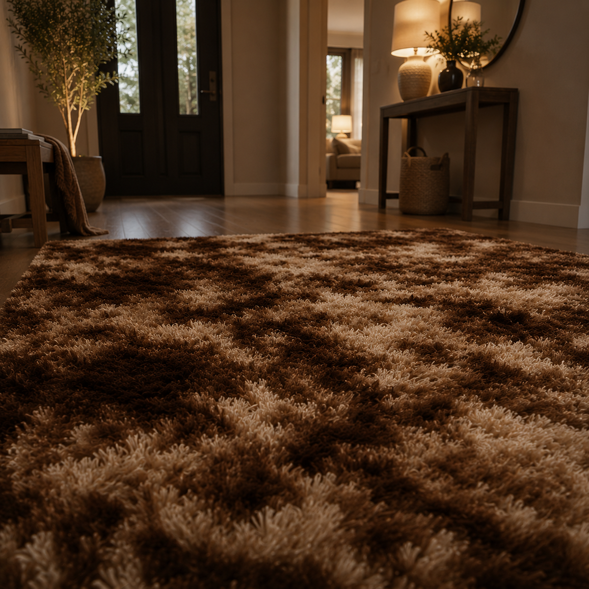 Tapis marron poil long