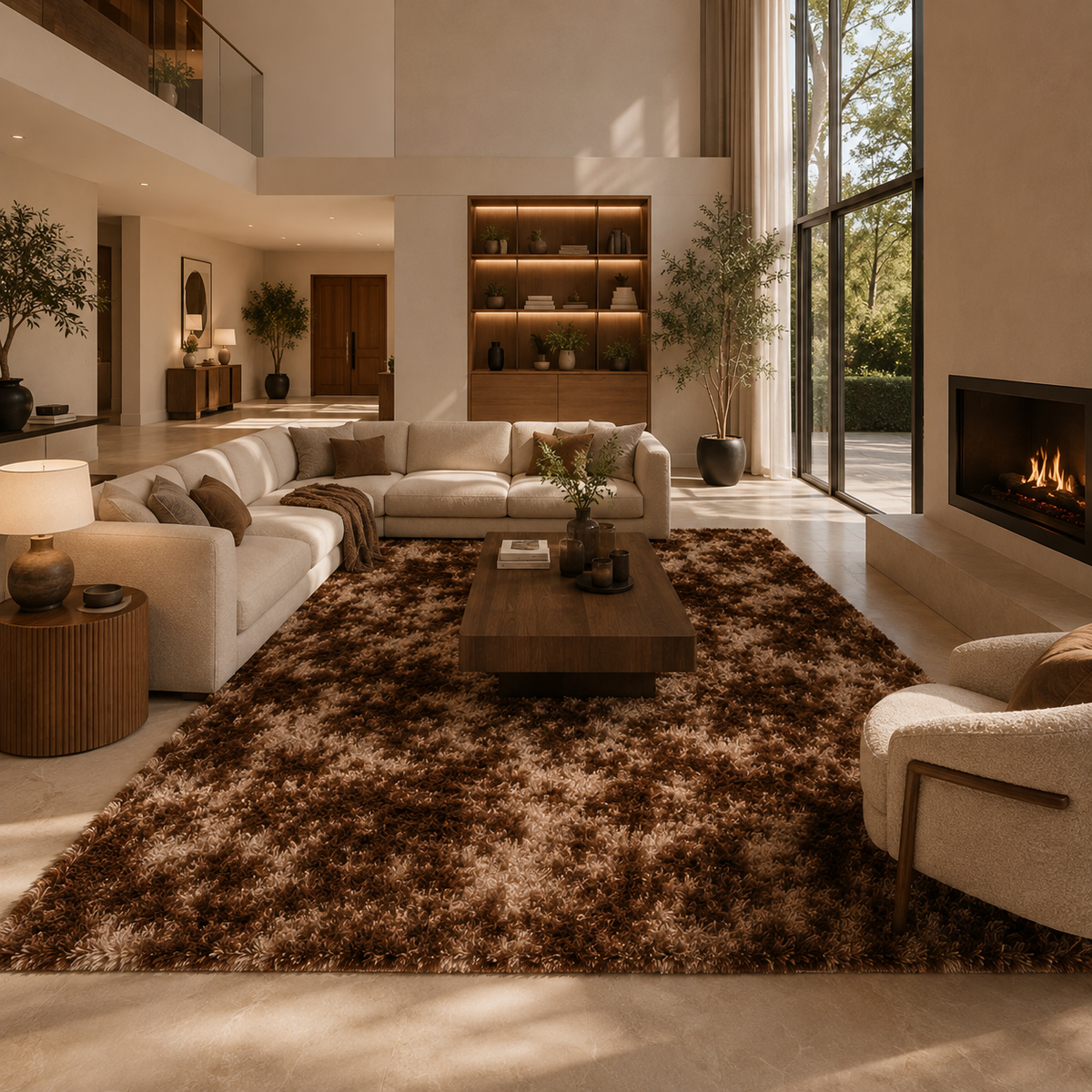 Tapis marron poil long