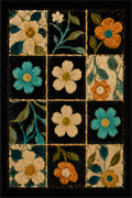 Tapis noir à fleurs