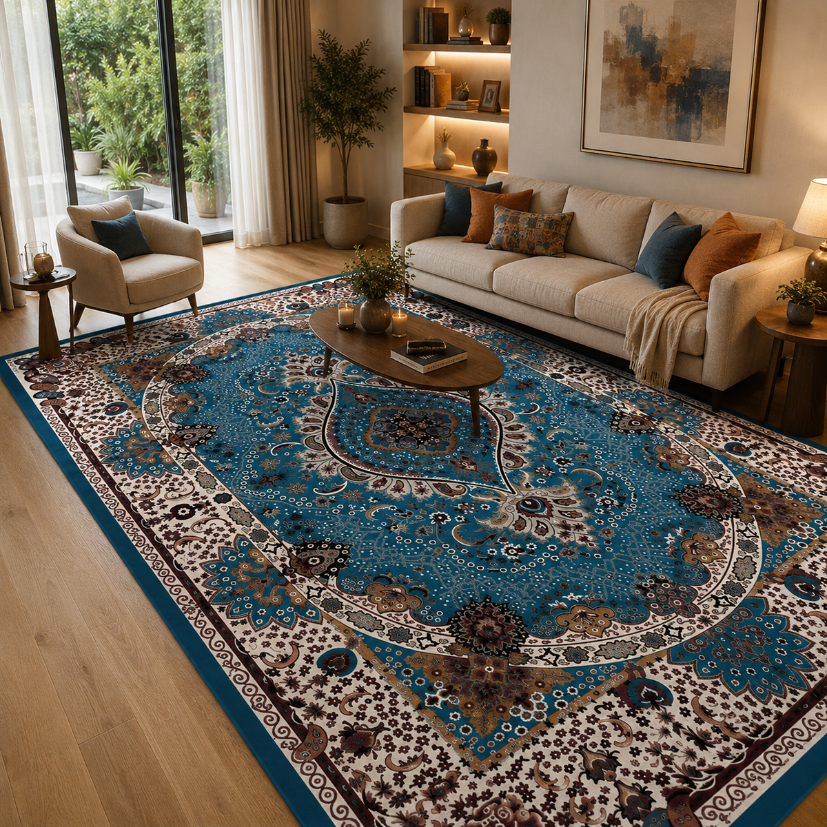 Tapis oriental bleu
