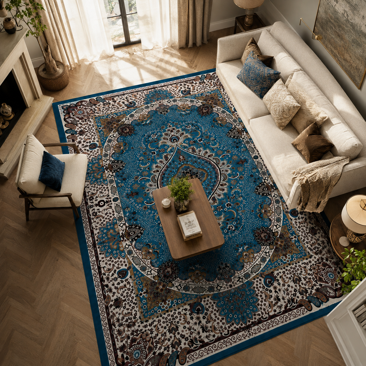 Tapis oriental bleu
