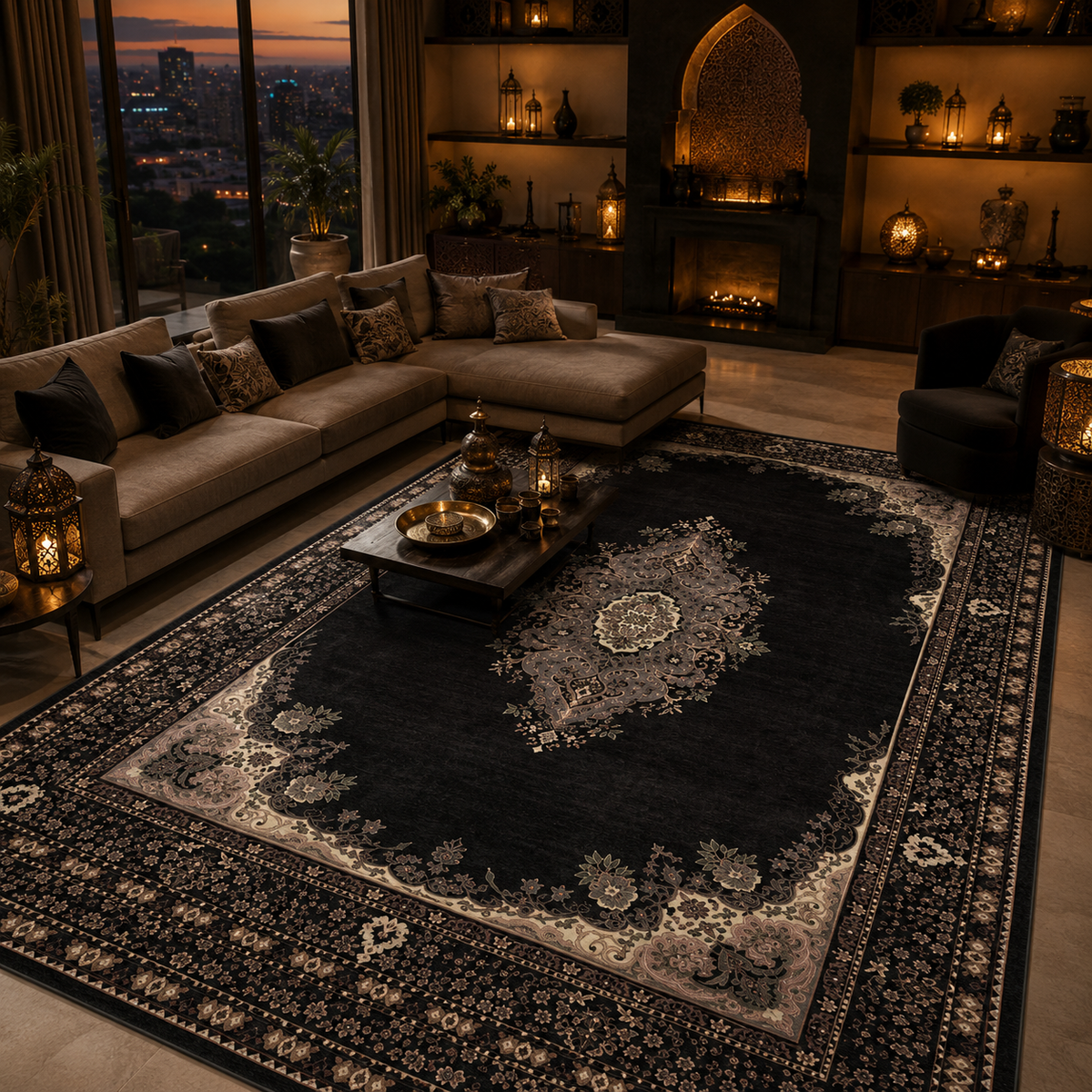 Tapis oriental noir