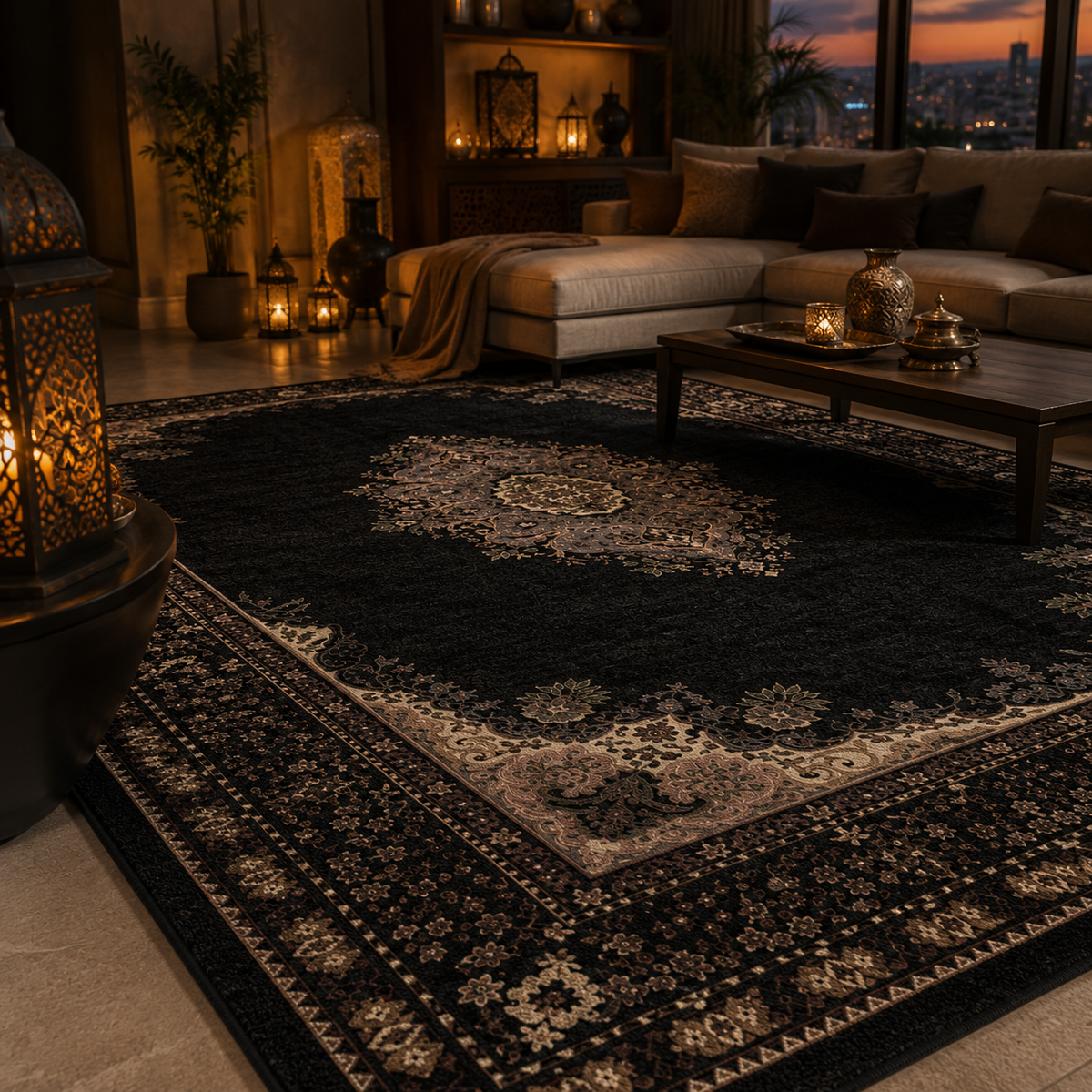 Tapis oriental noir