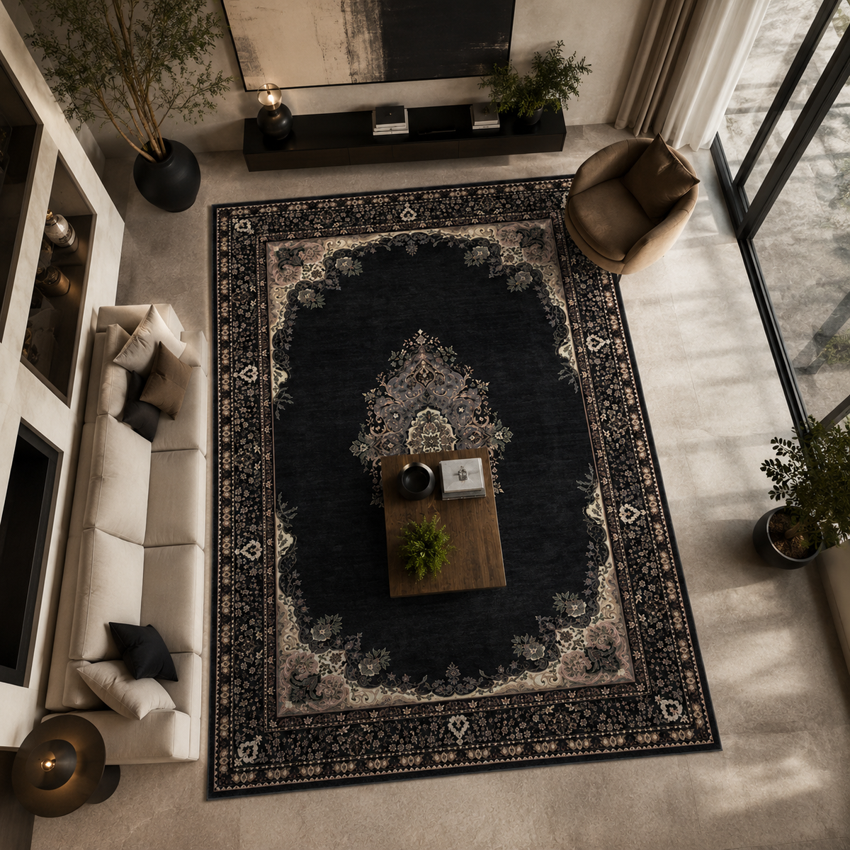 Tapis oriental noir
