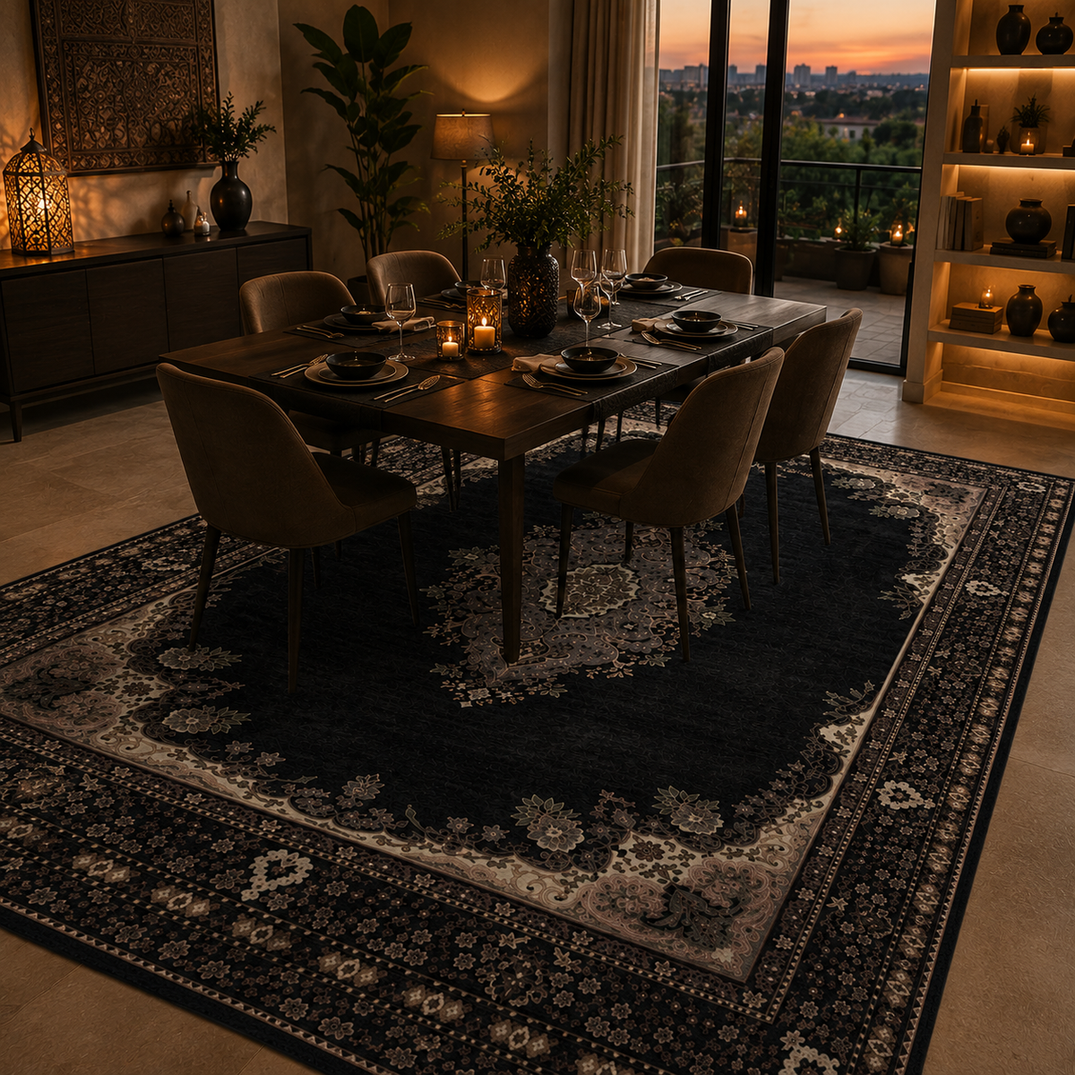 Tapis oriental noir