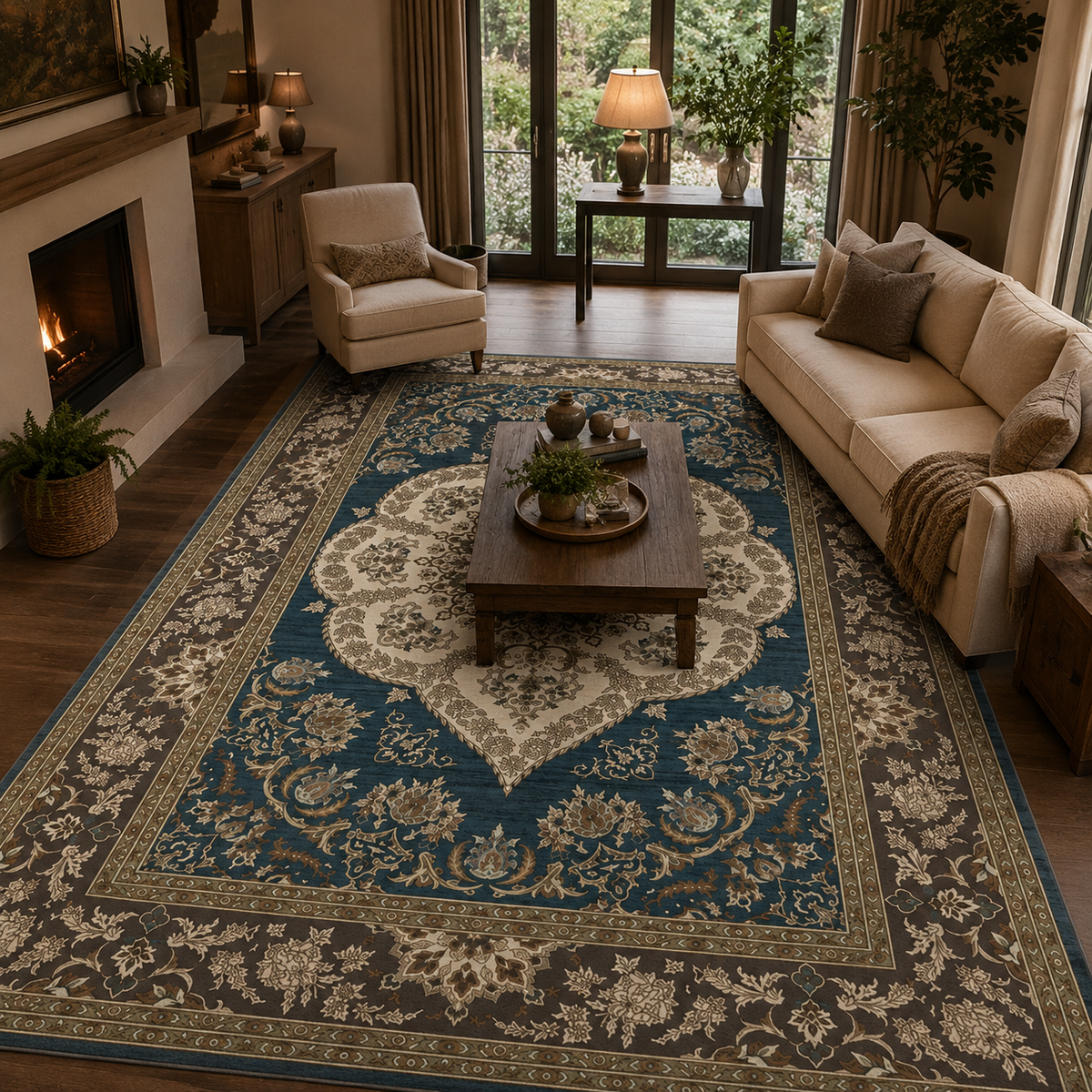 Tapis orient bleu