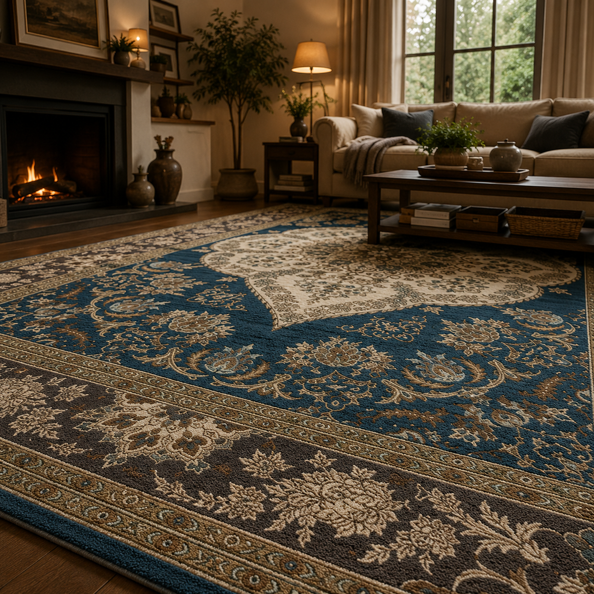 Tapis orient bleu