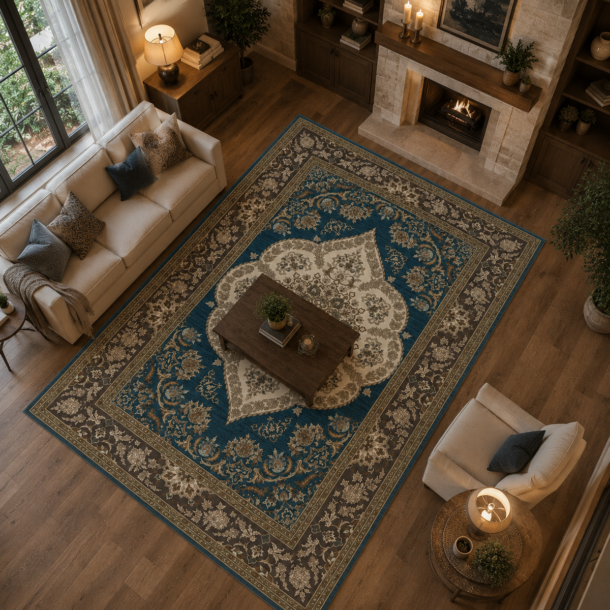 Tapis orient bleu