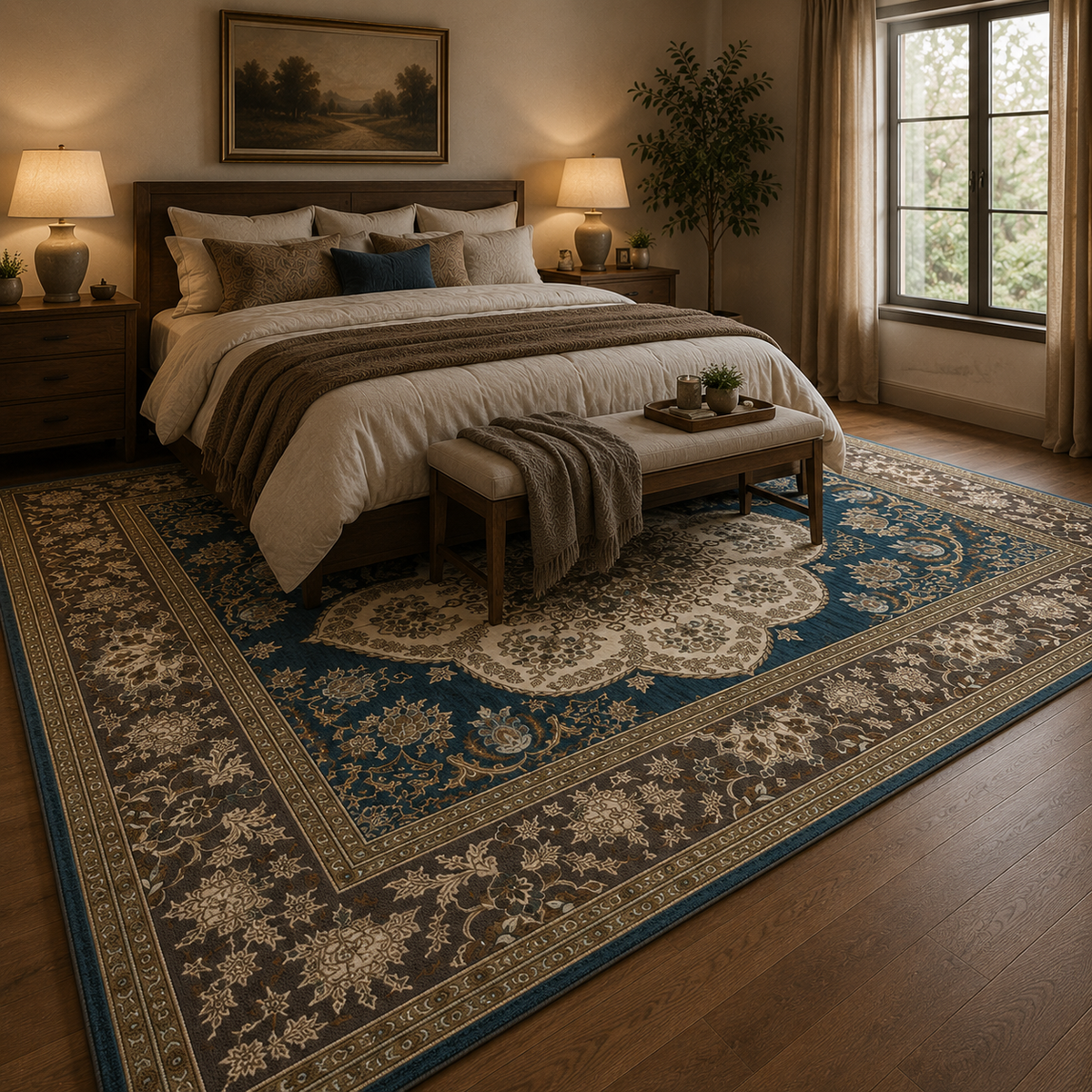 Tapis orient bleu