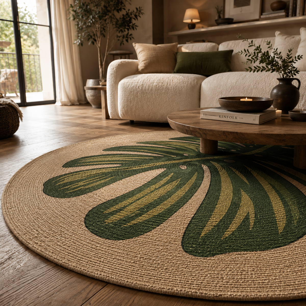 Tapis rond jute