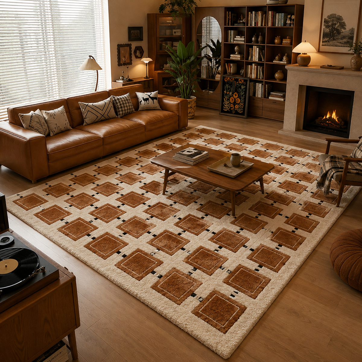 Tapis salon damier