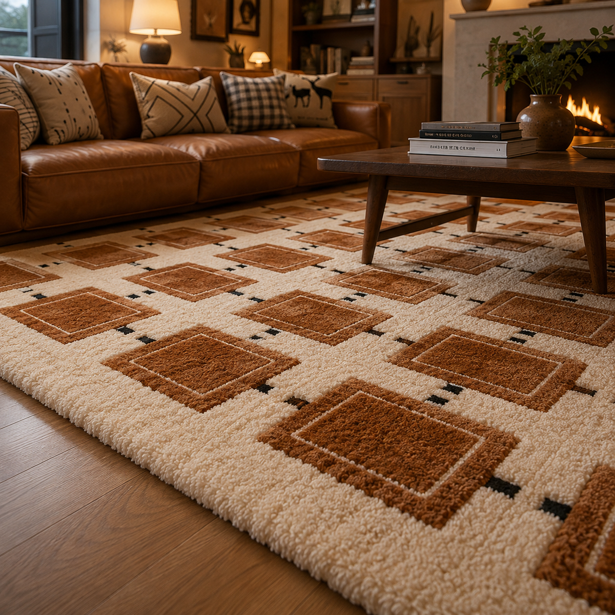 Tapis salon damier