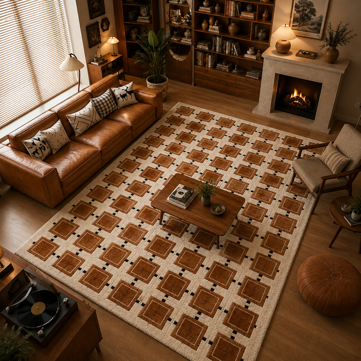 Tapis salon damier