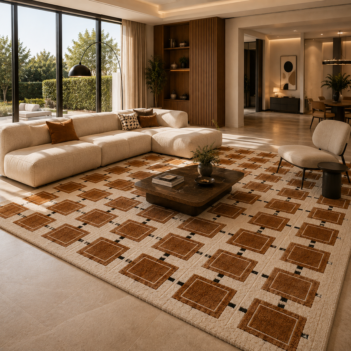 Tapis salon damier