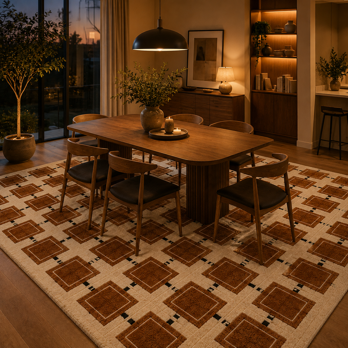 Tapis salon damier