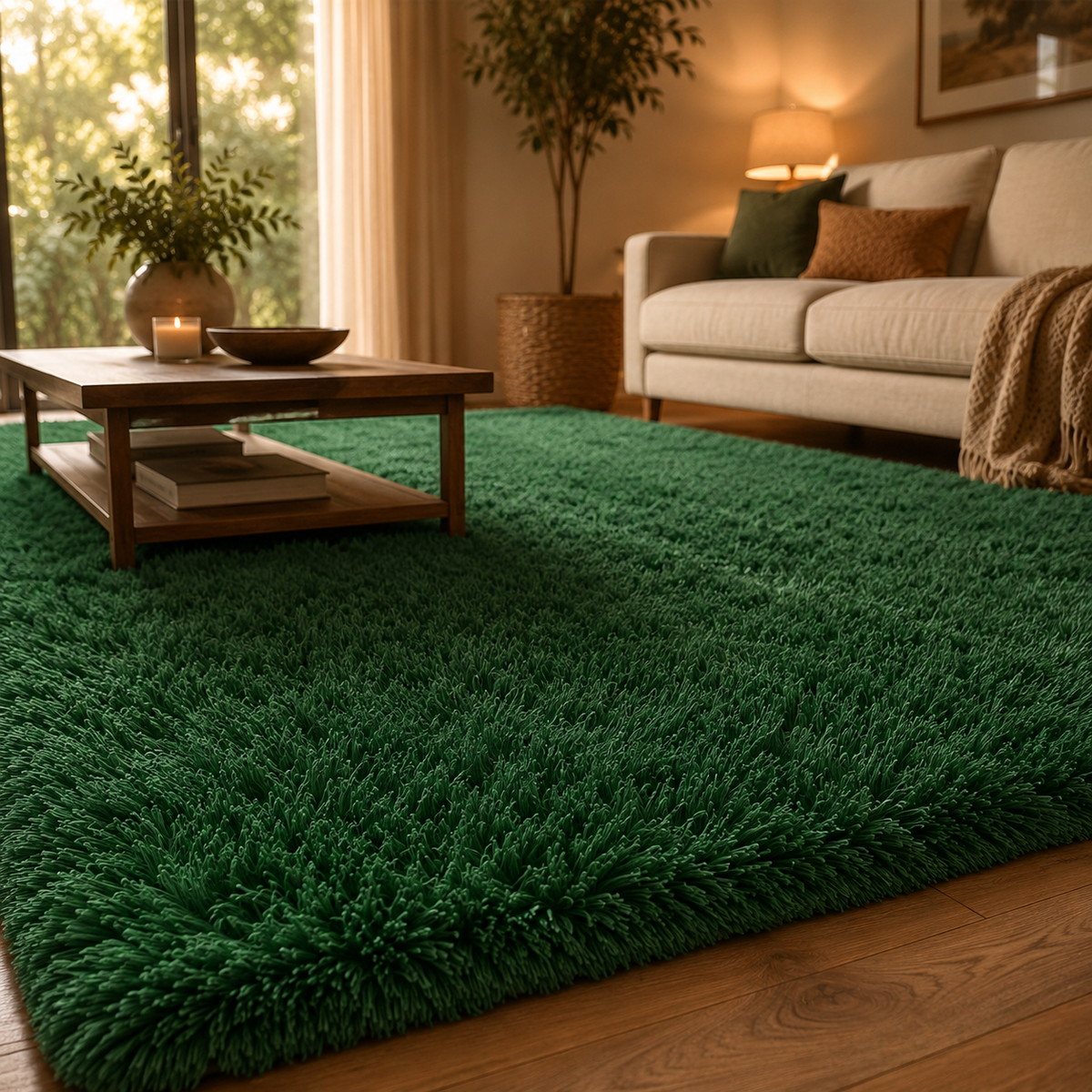 Tapis vert poils longs