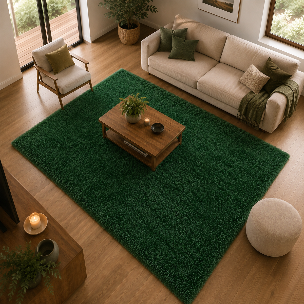 Tapis vert poils longs