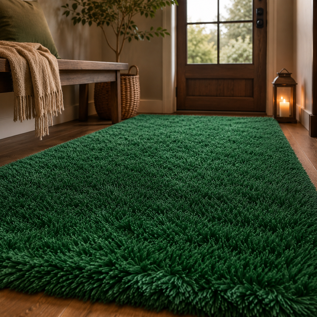 Tapis vert poils longs