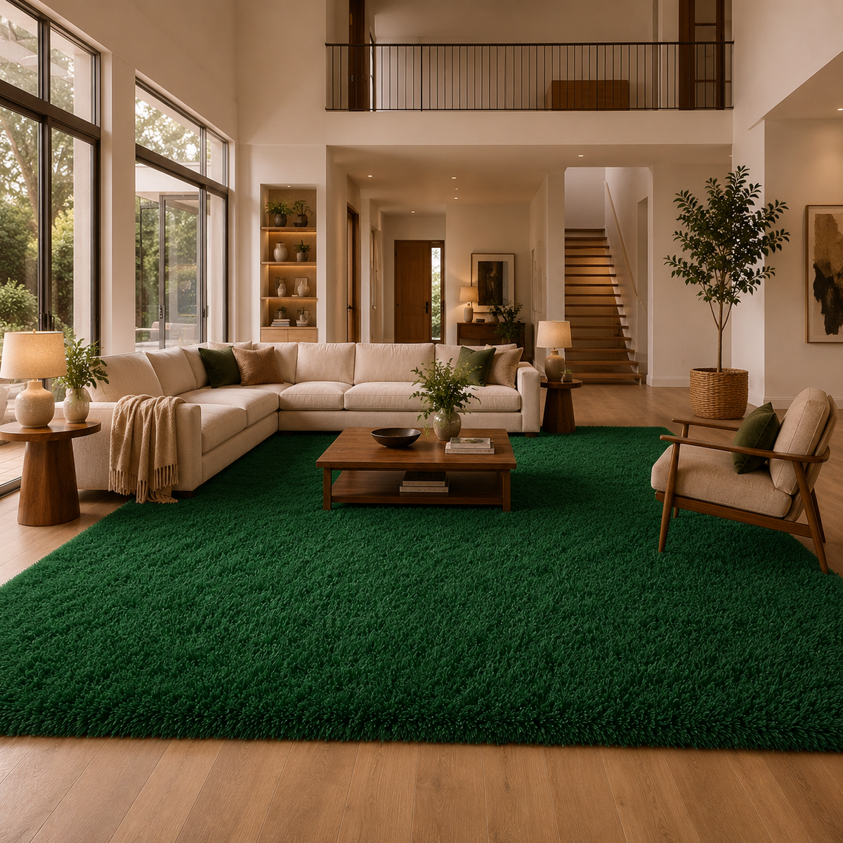 Tapis vert poils longs