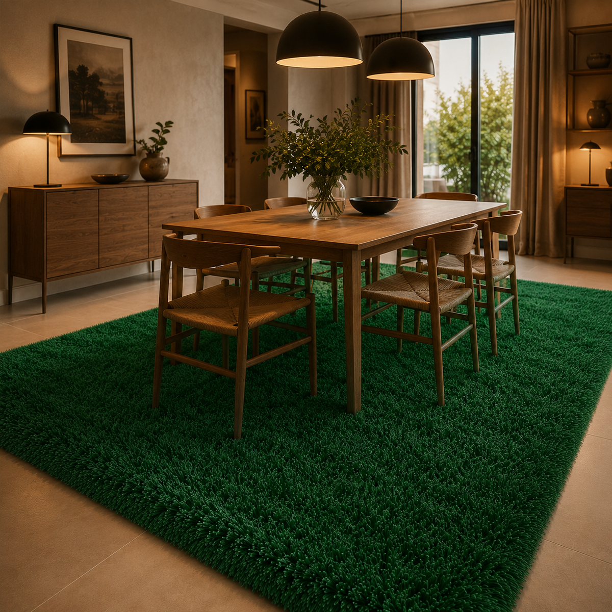 Tapis vert poils longs