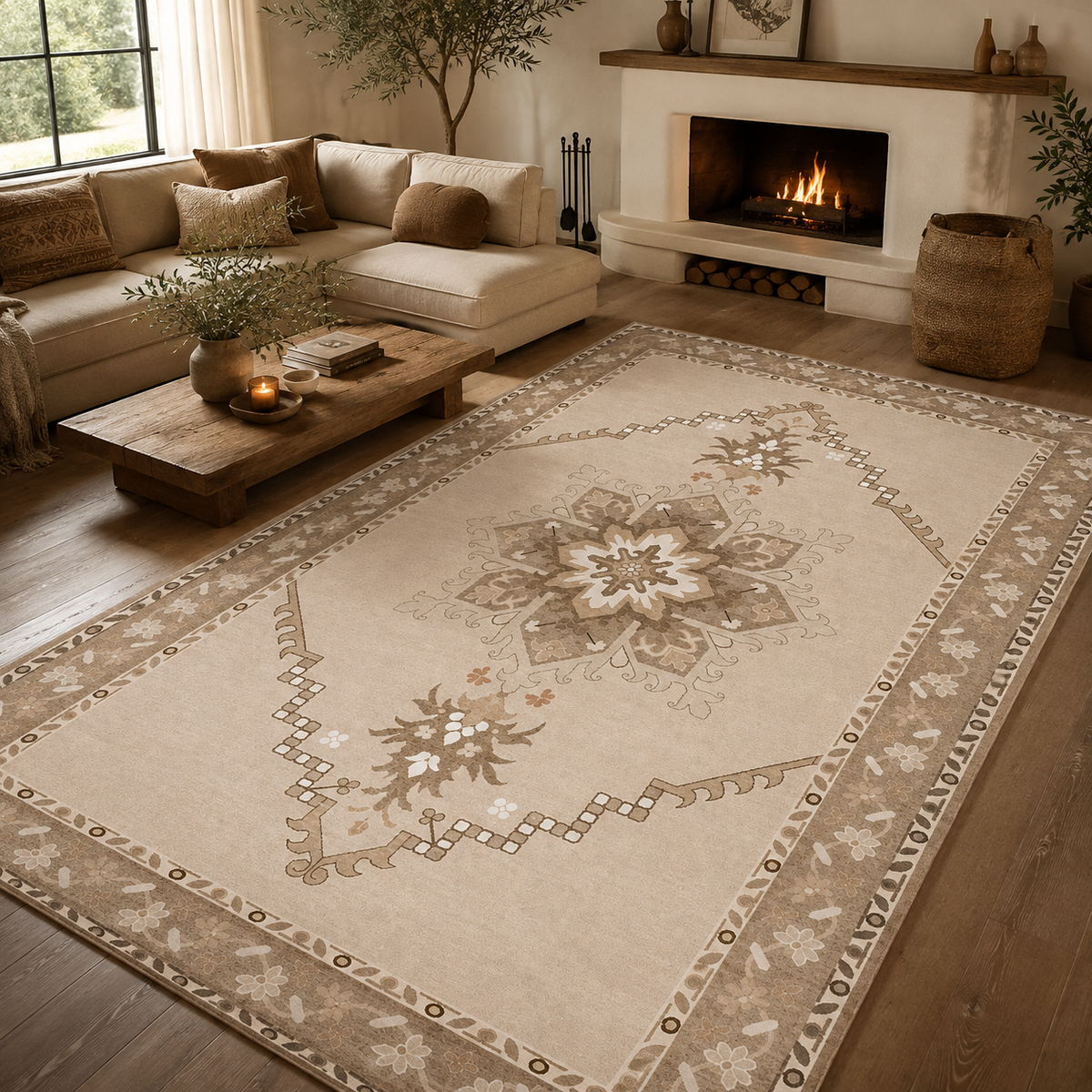 Tapis vintage beige marron
