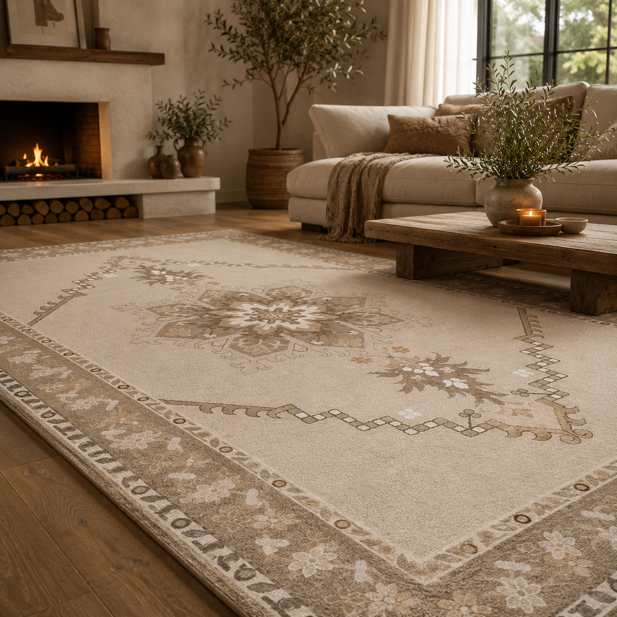 Tapis vintage beige marron