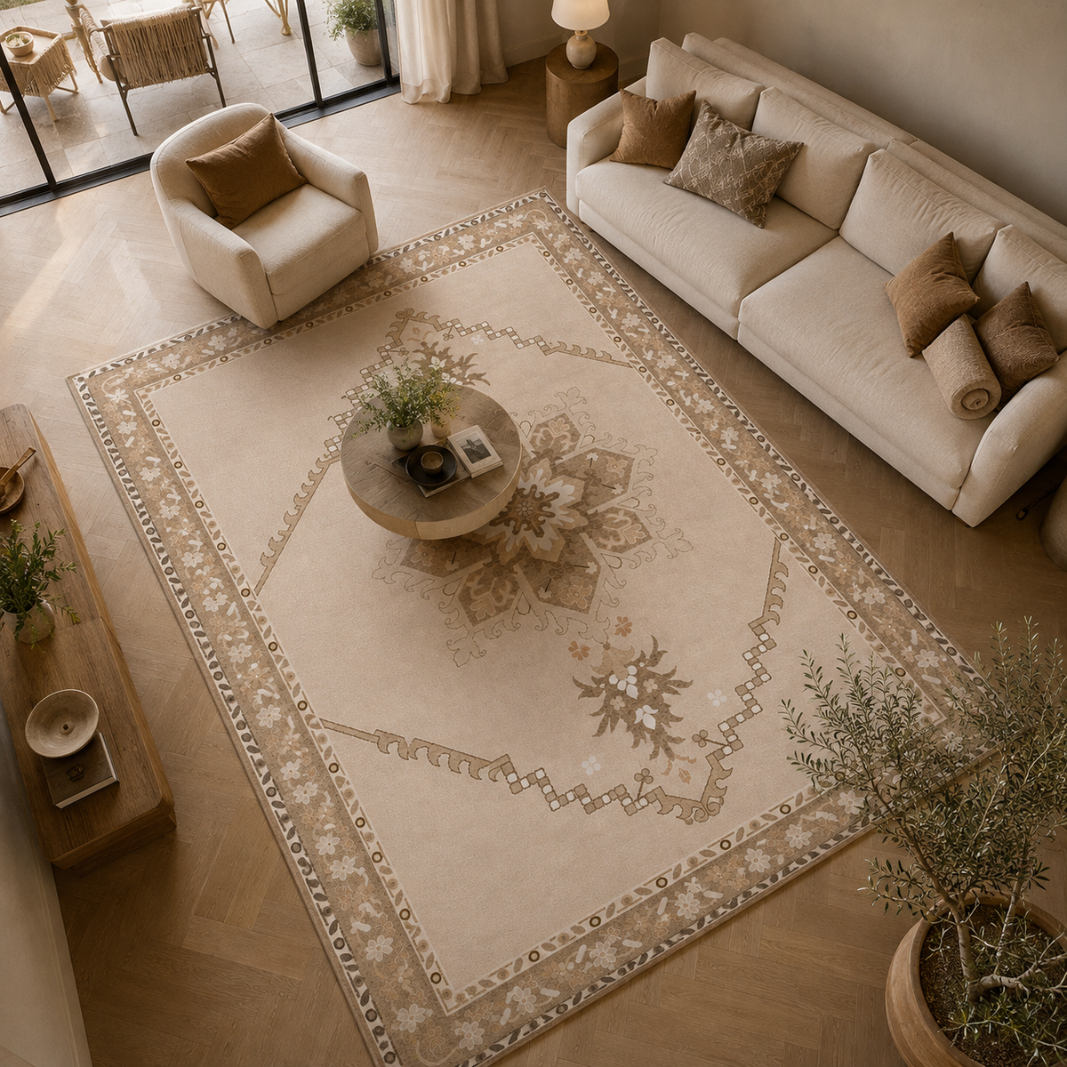 Tapis vintage beige marron