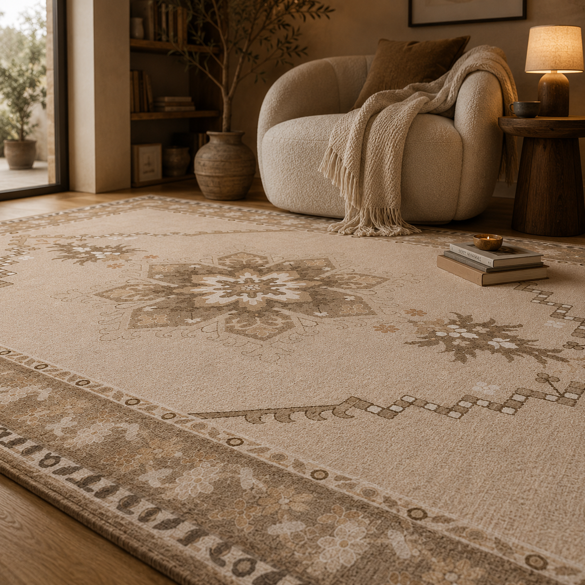 Tapis vintage beige marron