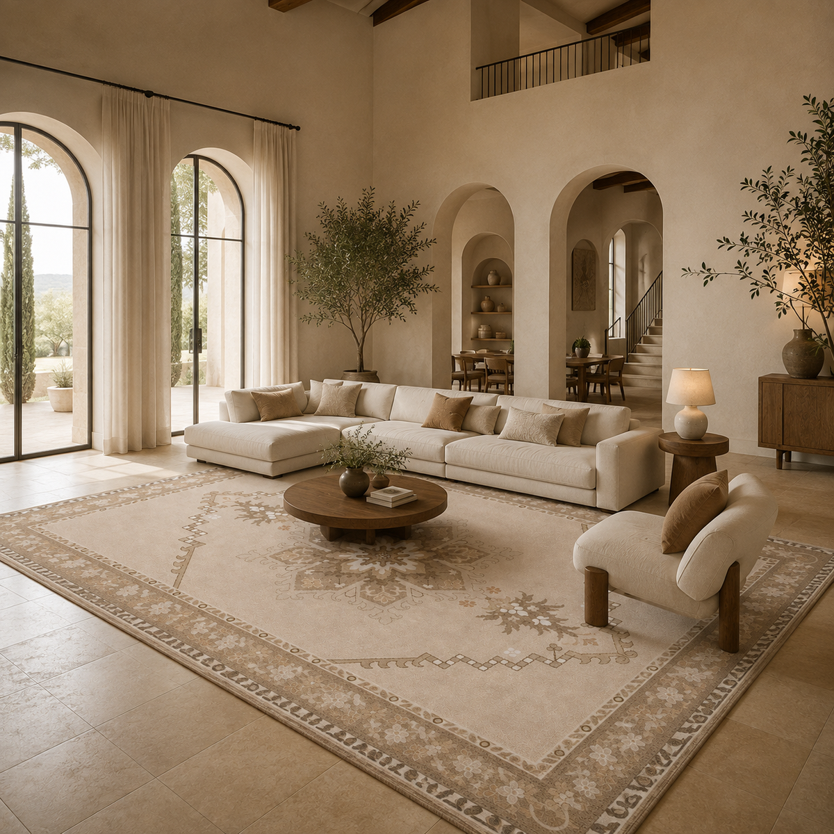 Tapis vintage beige marron