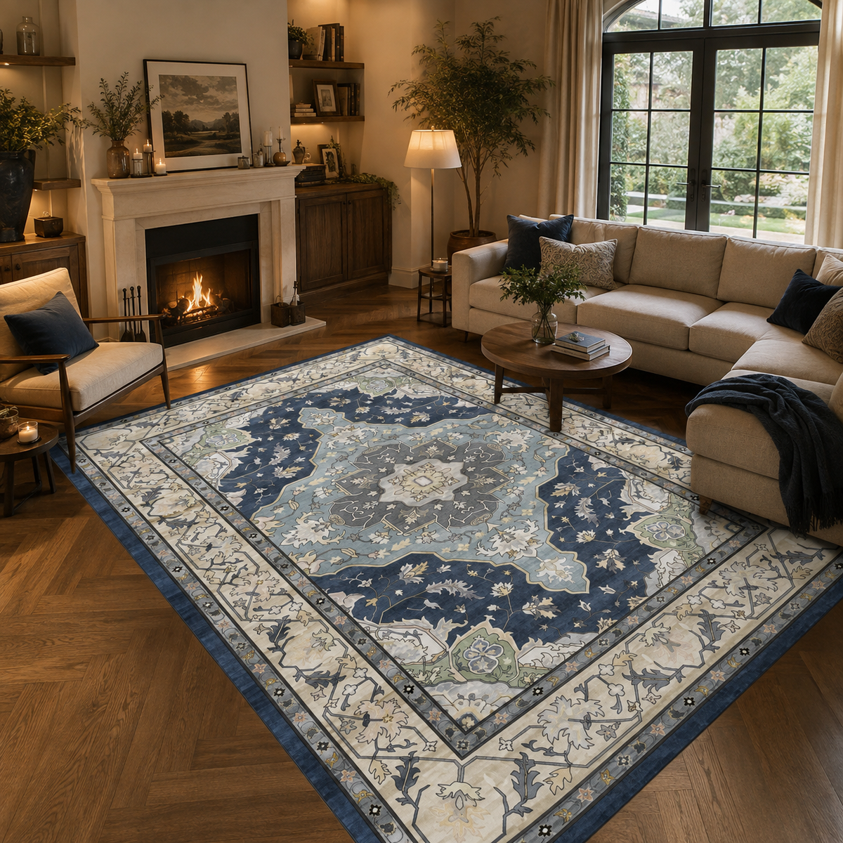 Tapis vintage bleu