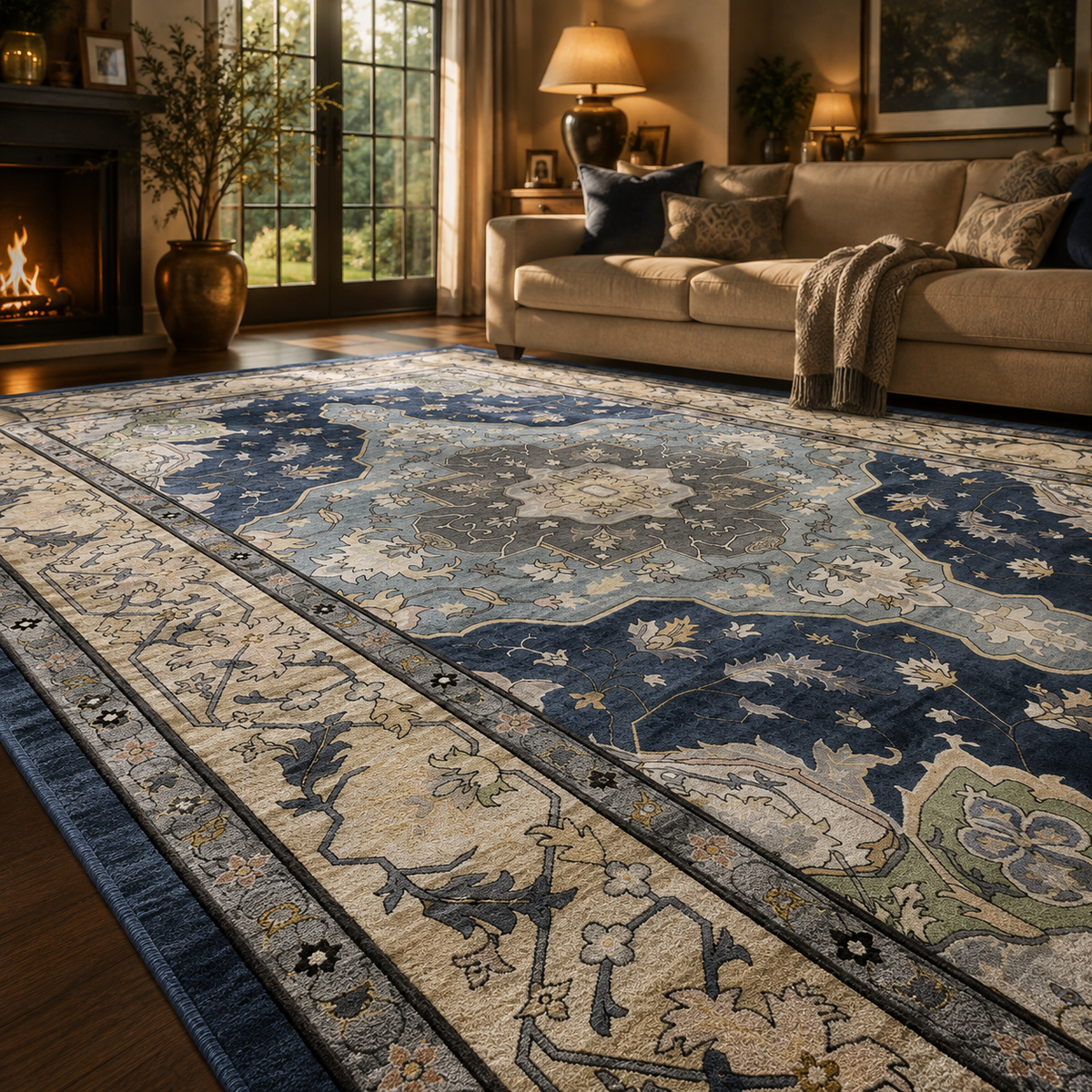 Tapis vintage bleu
