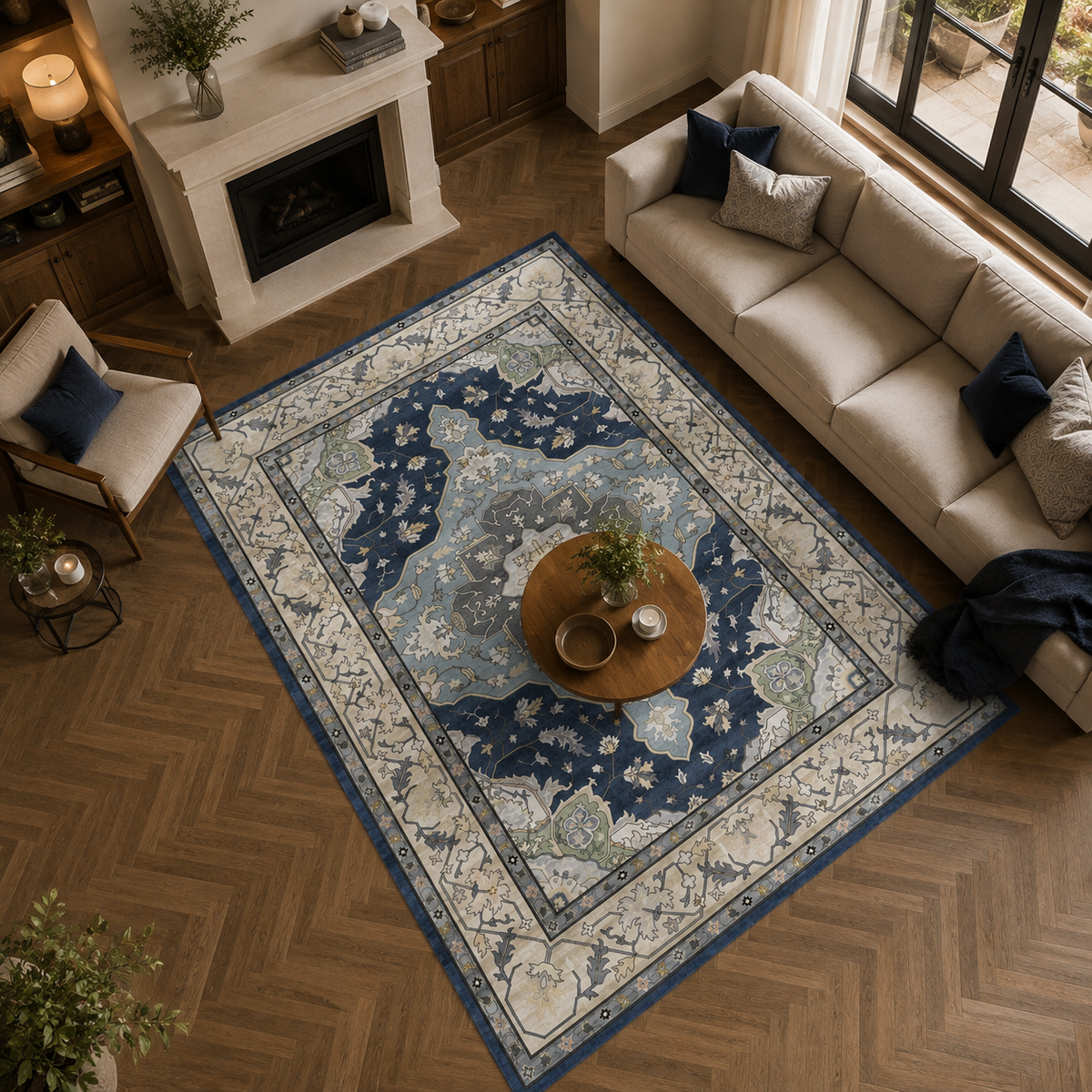 Tapis vintage bleu