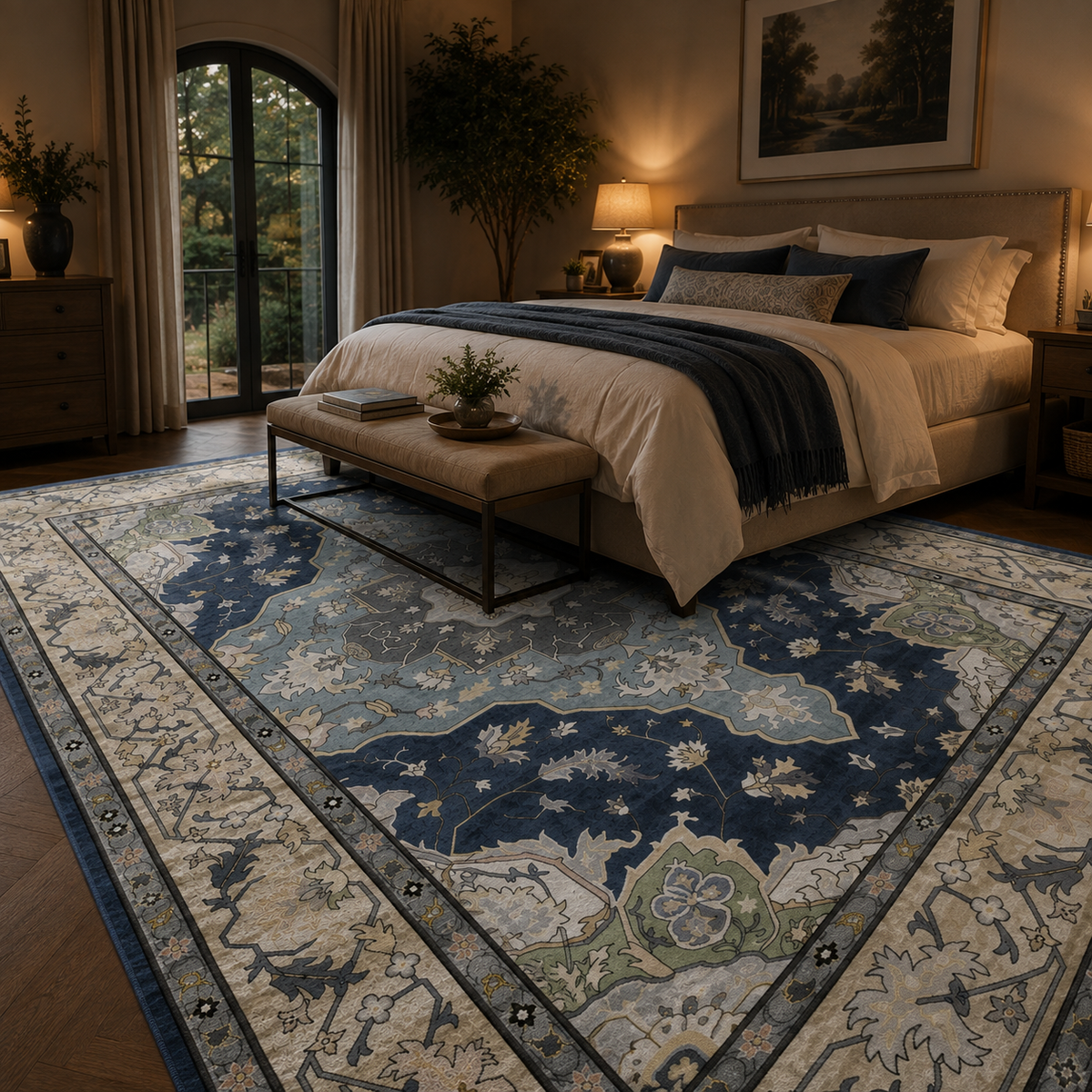 Tapis vintage bleu