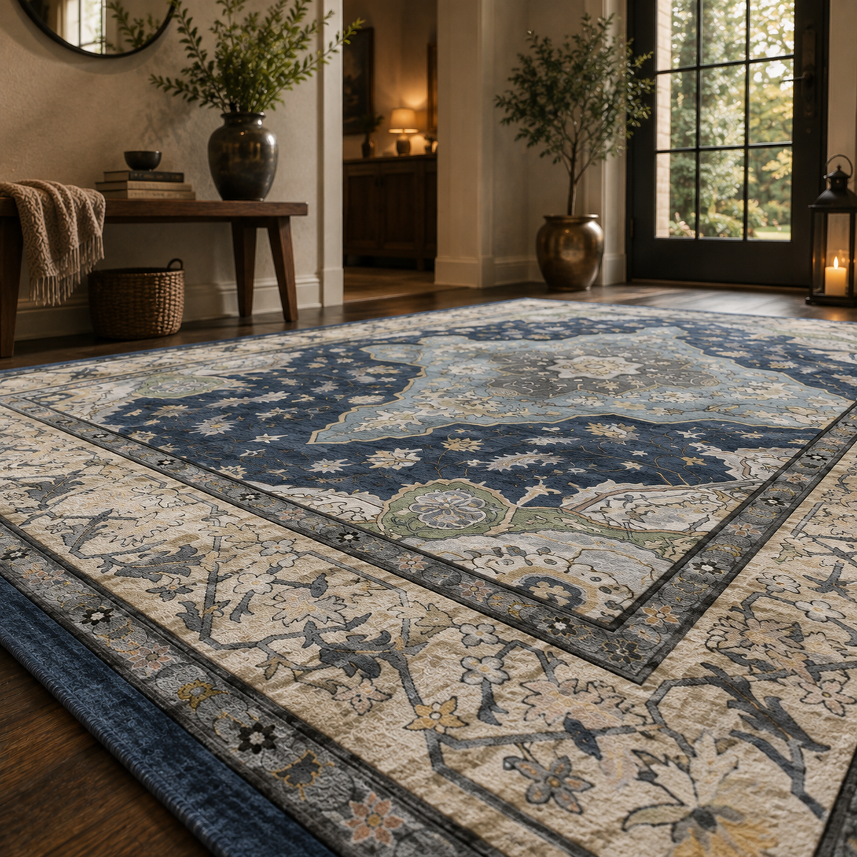 Tapis vintage bleu