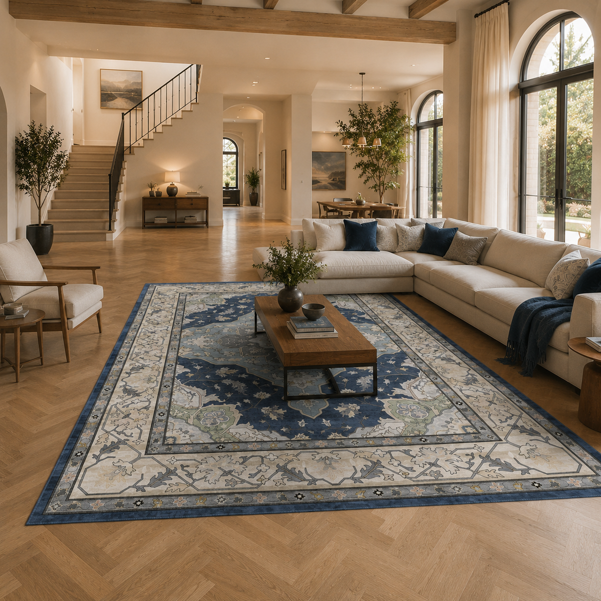 Tapis vintage bleu