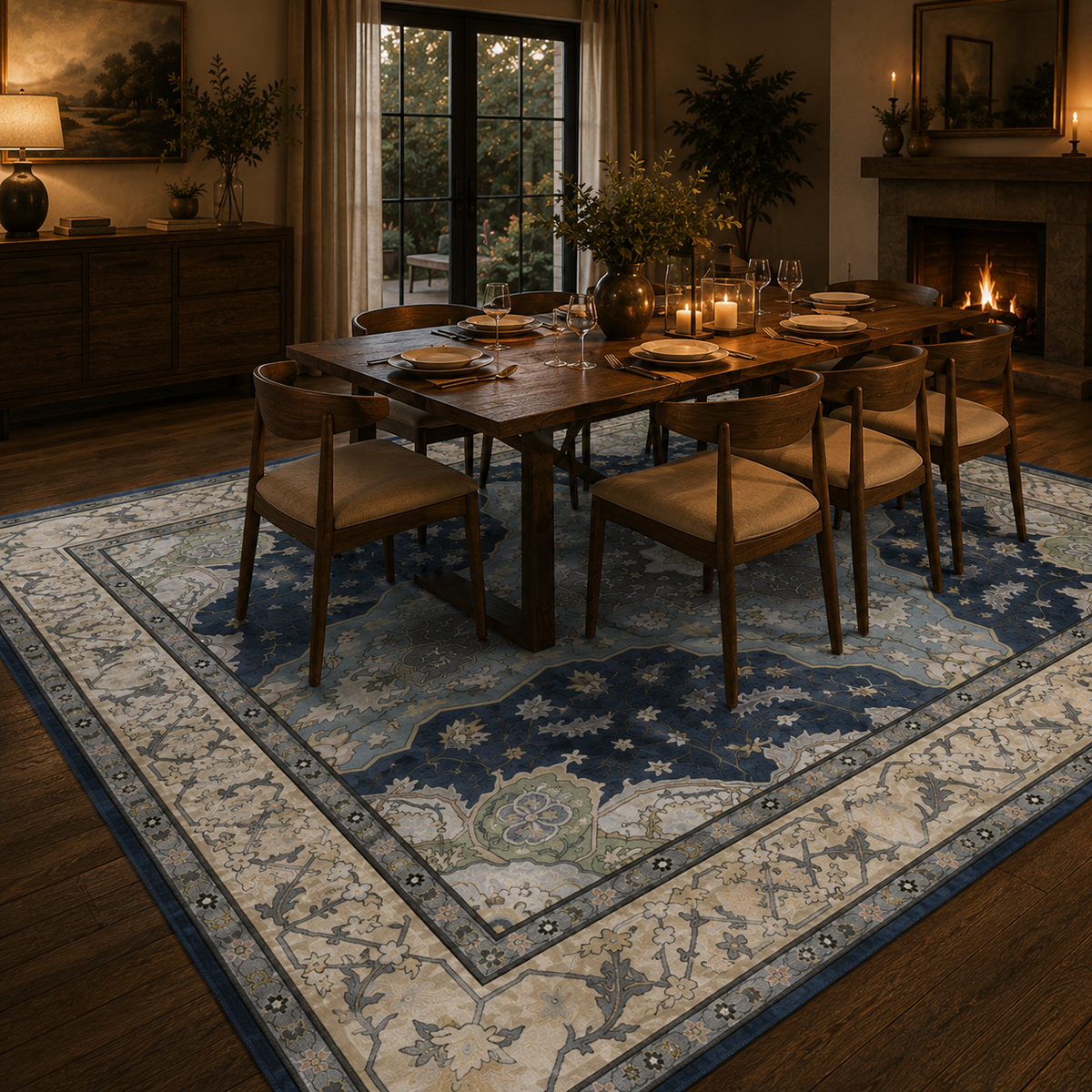 Tapis vintage bleu