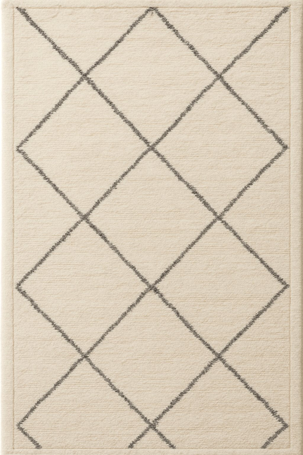 Tapis berbère blanc Alba — coloris Ivoire & charbon, vu de dessus