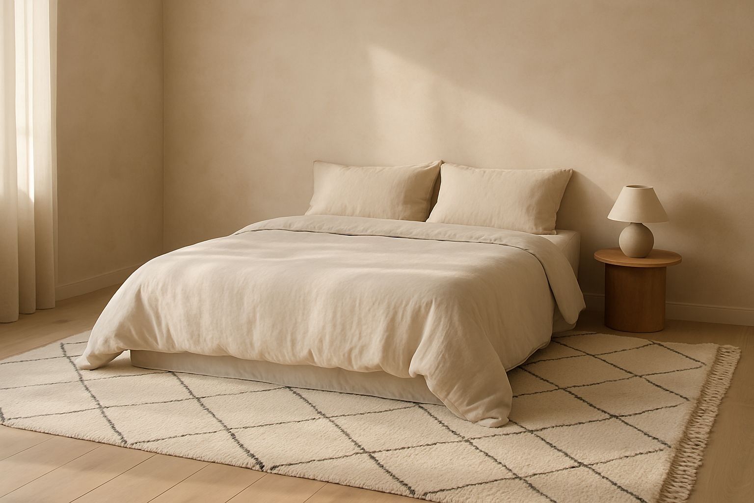 Tapis berbère blanc Alba — en situation