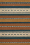 Tapis kilim multicolore Anatolie — coloris Épices & indigo, vu de dessus