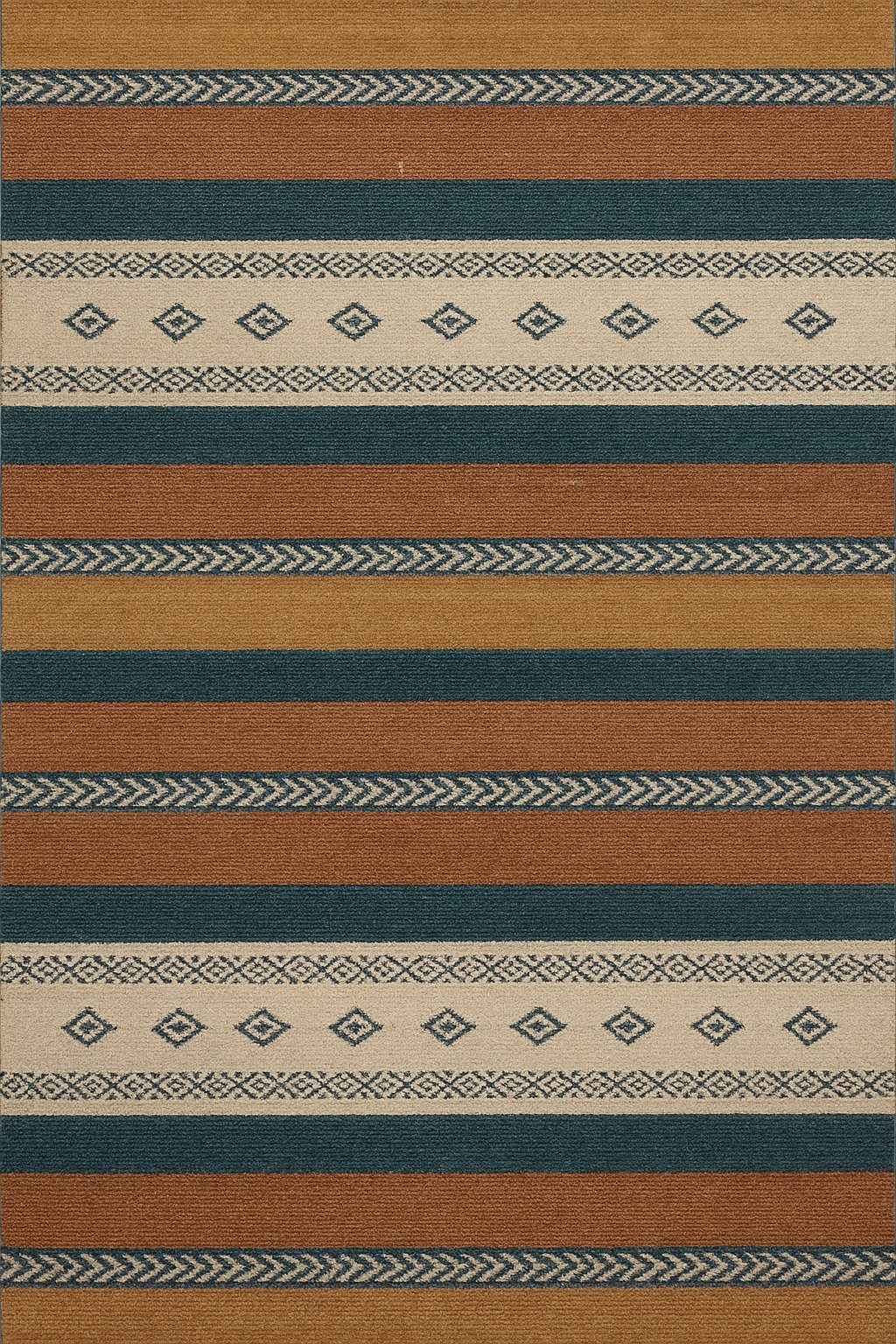 Tapis kilim multicolore Anatolie — coloris Épices & indigo, vu de dessus