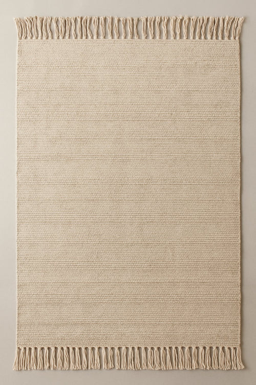 Tapis bohème écru Céleste — coloris Écru naturel, vu de dessus