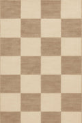 Tapis damier beige Damier — coloris Crème & taupe, vu de dessus