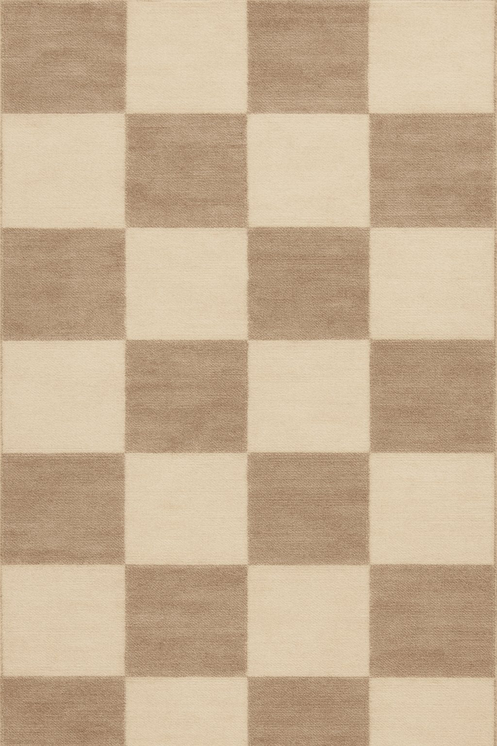 Tapis damier beige Damier — coloris Crème & taupe, vu de dessus