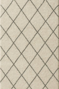Tapis marocain écru Meknès — coloris Crème & charbon, vu de dessus