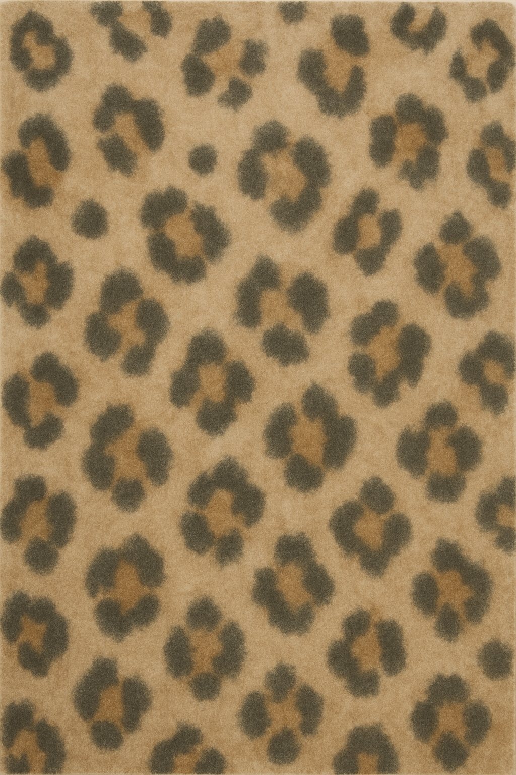 Tapis léopard beige Panthère — coloris Sable & bronze, vu de dessus