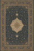 Tapis persan bleu Séraphine — coloris Nuit & or, vu de dessus